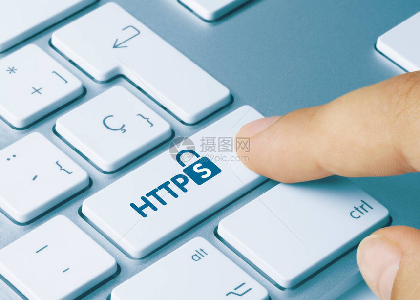HTTPS写入于金属键盘的蓝键图片