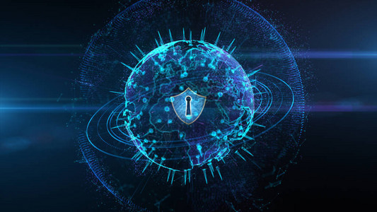 关于安全球网络网络安全和个人数字据概念保护的盾牌图标美航空天局提图片