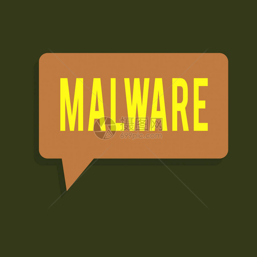 显示Malware的书写注释恶意软件或文件的商业概念对计算机用户有害图片