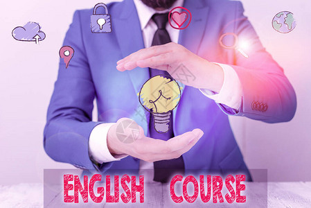 手写文本写作英语课程概念照片课程涵盖英语口和写图片