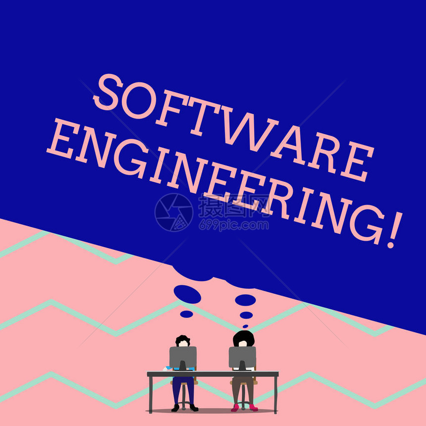 文字写作文本软件工程以系统量化方法展示程序开发的商业照片穿紫色裤子的男人坐在椅子上与电脑桌图片