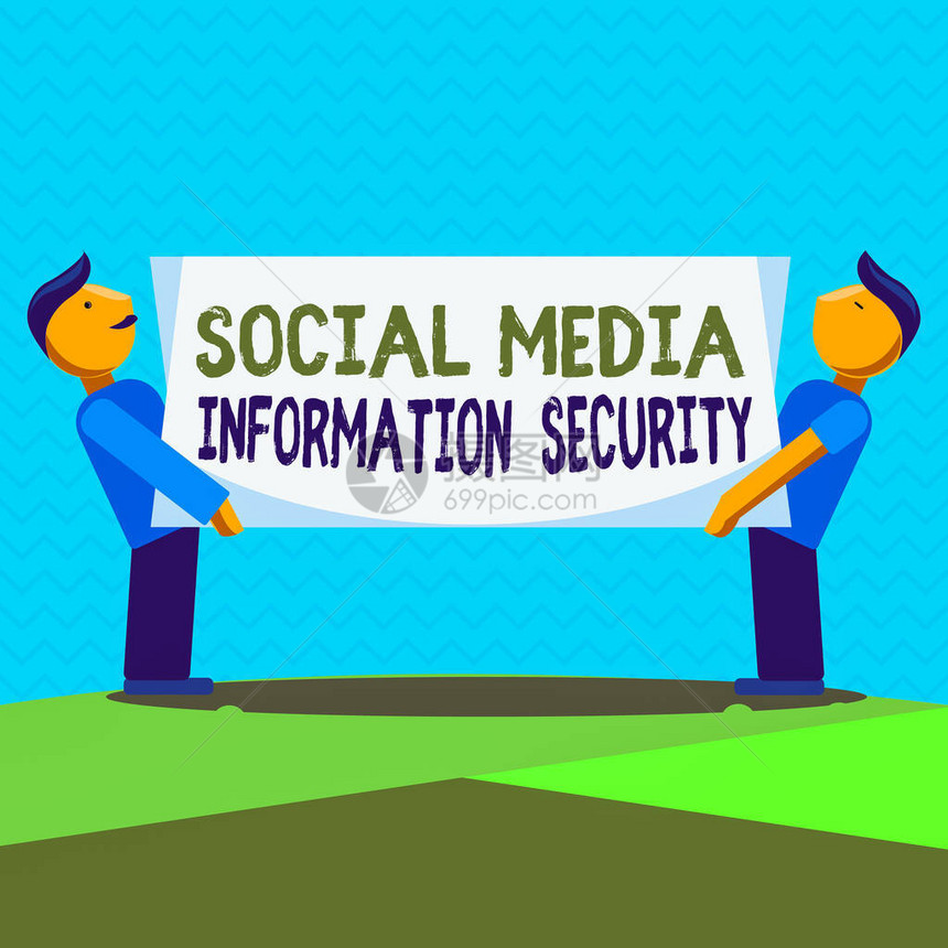 显示社交媒体信息安全的文本符号商务照片文本在使用多媒体服务时要小心两名男子站着图片