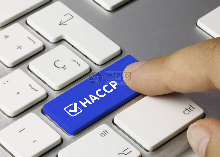 HACCP刻录于金属键盘的蓝键图片