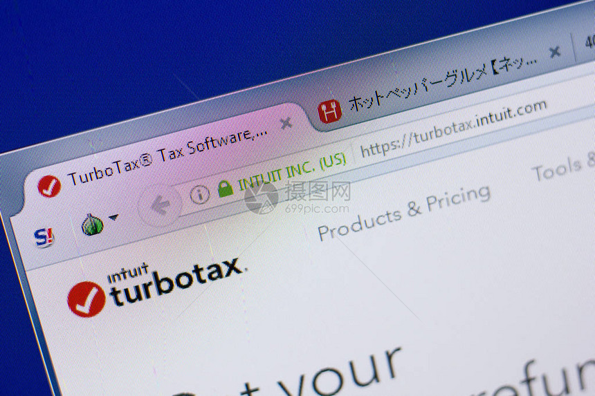 TurboTax网站主页在个人计算机图片