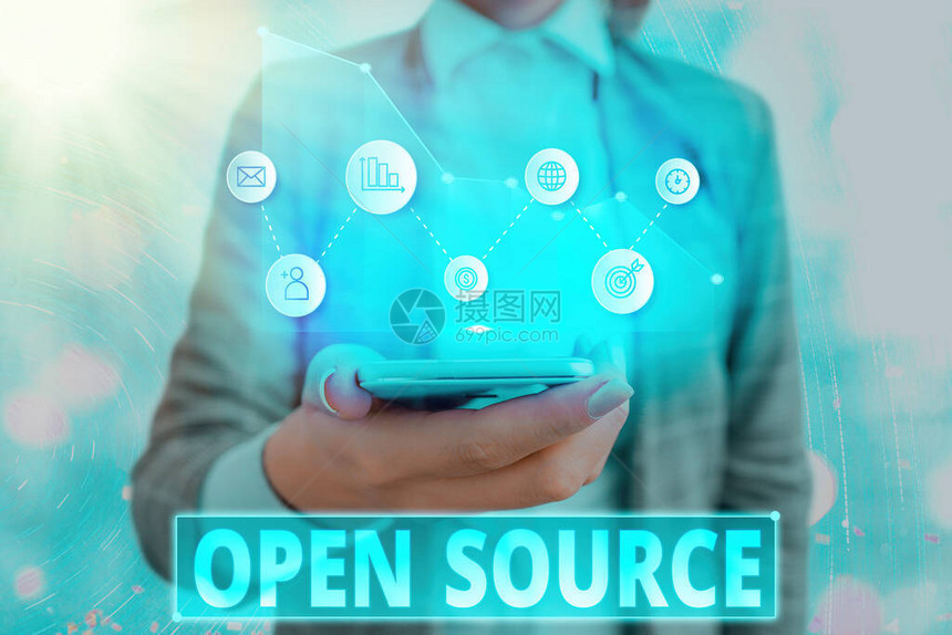 显示OpenSources的文本符号商业图片展示包含可以修改和图片