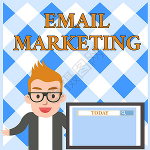 品牌意识显示电子邮件营销的概念手写概念意义使用邮件男演讲者屏幕和屏幕演示上的搜索工具向一组展示背景