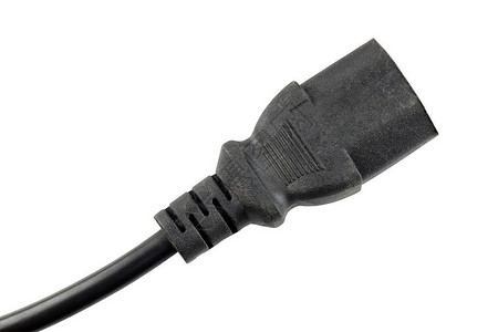 黑电缆插件端口在白色背景上隔离背景图片