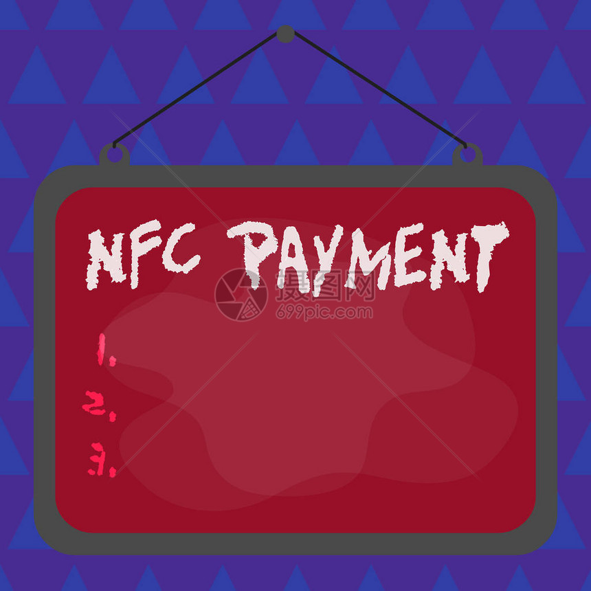 显示Nfc支付的概念手写概念意义使用近场通信技术的非接触式支付非对称不均匀形状图案图片