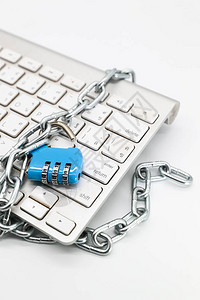 在计算机键盘上没有密码保护这一安全技术概念图象解锁的链条中打图片