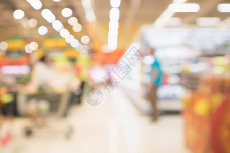 抽象超市杂货店模糊的带bokeh光线图片
