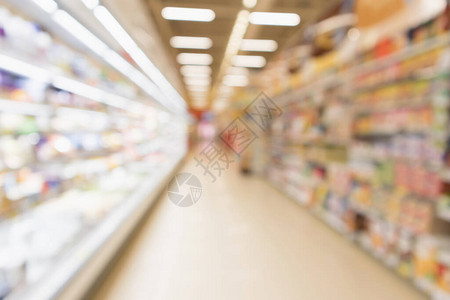 摘要模糊杂货超市杂货店冰箱架图片