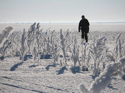 冬天在雪地上奔跑的人图片