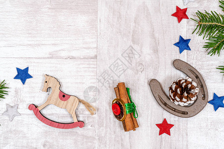马主题圣诞风格设计装饰背景图片