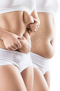胖女人和腹部折叠在一起图片
