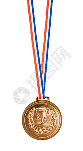 金牌是孤立在白色背景上颁发的奖牌图片