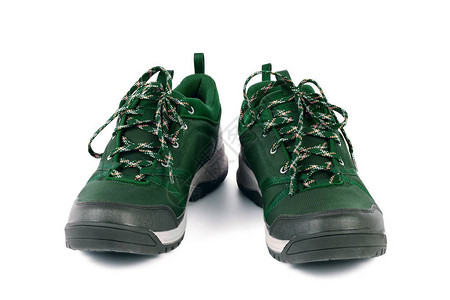 黑色和绿色露天空轻型防水透气织布运动鞋图片