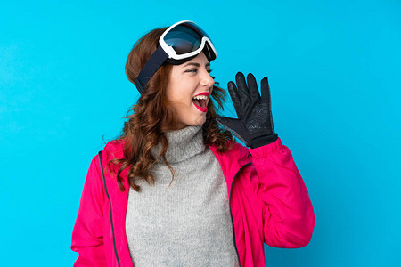 穿着滑雪眼镜的滑雪女人图片