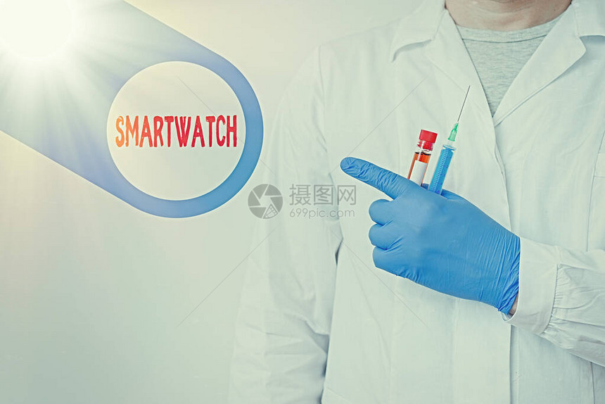 显示Smartwatch的文本符号展示带触摸屏显示器的移动设备的商业照片图片