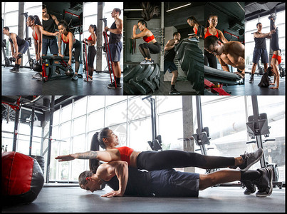 在健身房锻炼的肌肉运动员体操训练健身锻炼灵活积极和健康的生活方式图片