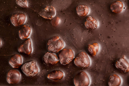 黑巧克力中的大榛子糖果背景图片