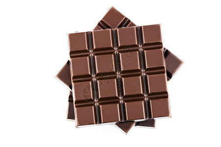三块苦巧克力黑色巧克力棒孤立在白色背景上特图片