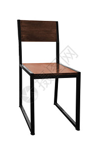 木制钢腿简单化的椅子在白色背景上隔开图片