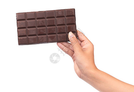 手握巧克力棒在白色图片