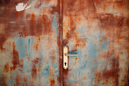老生锈的棕色金属门背景图片