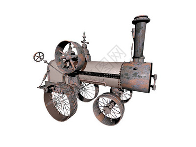车轮上的古钢蒸汽机图片