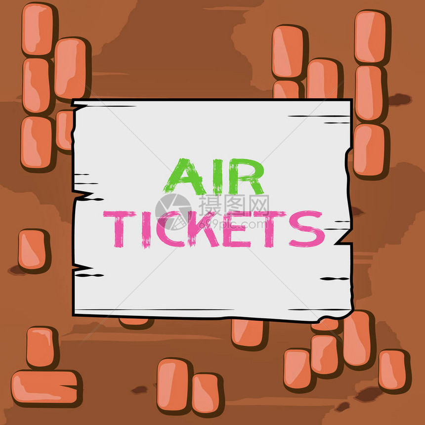 文字书写文本机票商务照片展示个人有权在飞机上的航班上获得座位木方板空框槽图片