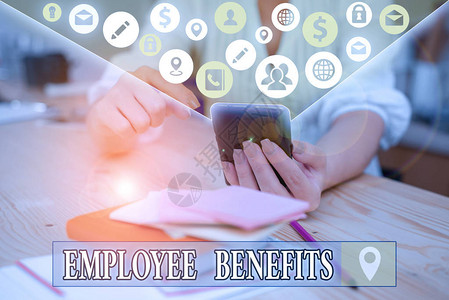 显示员工福利的文本符号超出工资范围向员工支付的商业图片