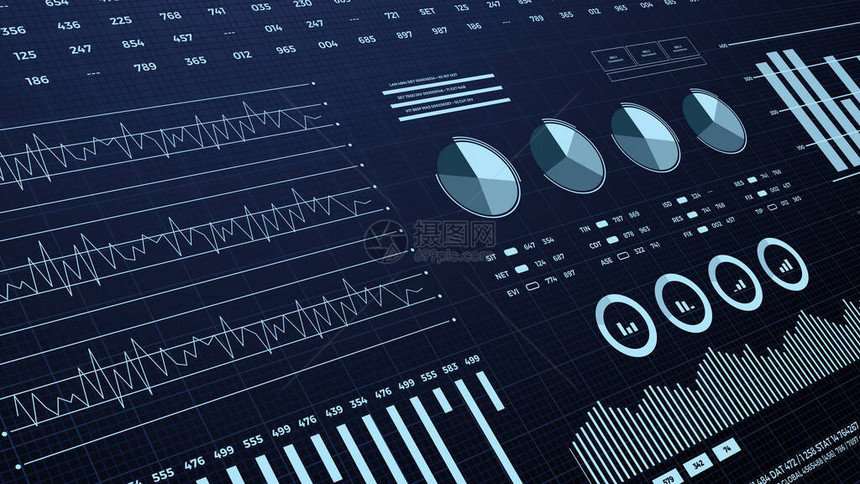 统计金融市场数据分析和报告数字和图表图片