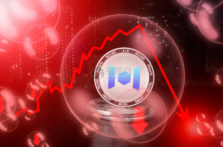 MixinXIN硬币在肥皂泡中投资加密货币的风险和危险汇率崩盘不稳定的概念图片