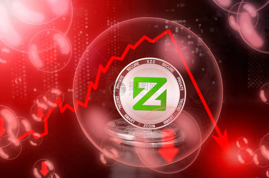 ZcoinXZC硬币在肥皂泡中投资加密货币的风险和危险汇率崩盘不稳定的概念图片