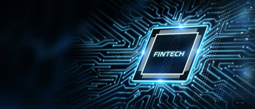Fintech金融技术概念在虚拟显示中选择Finte图片