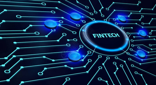 Fintech金融技术概念在虚拟显示中的F图片