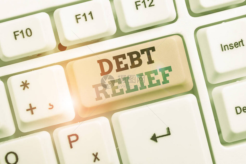 显示债务减免的文字符号展示一个必须支付的债务金额减图片