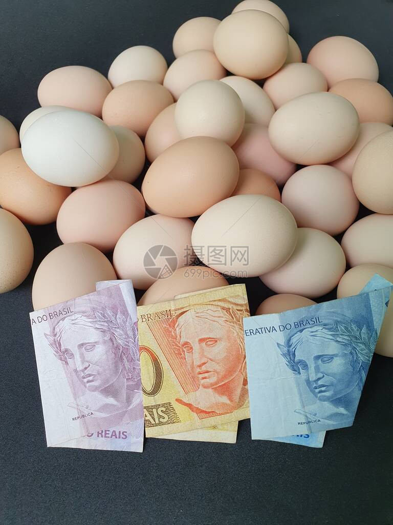 鸡蛋巴西钞票和大量有机鸡蛋的消费和生产成本图片