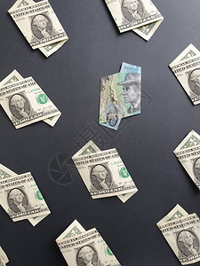 美国一美元钞票和10美元的奥地利纸币印在黑图片