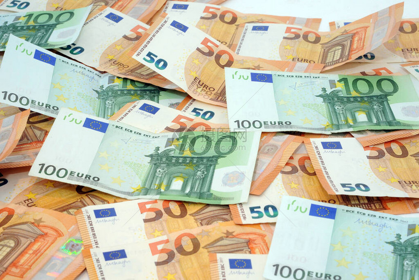 欧元货币钞票欧元现金背图片