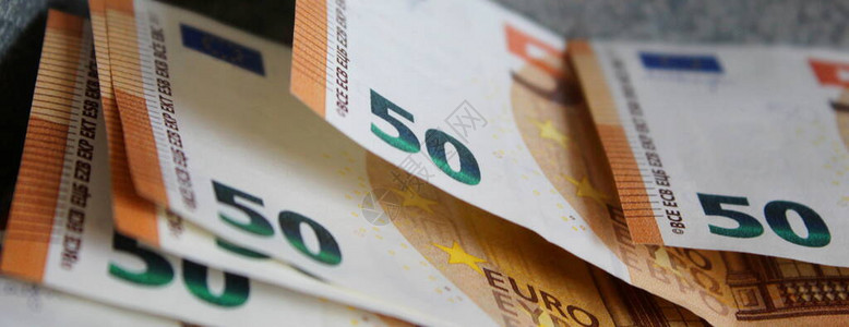 50欧元纸币财富的象征背景图片