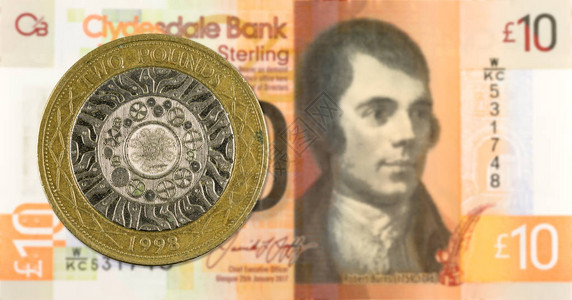 克莱德斯代尔银行PLC反向发行的2英镑硬币对10英镑Ste图片