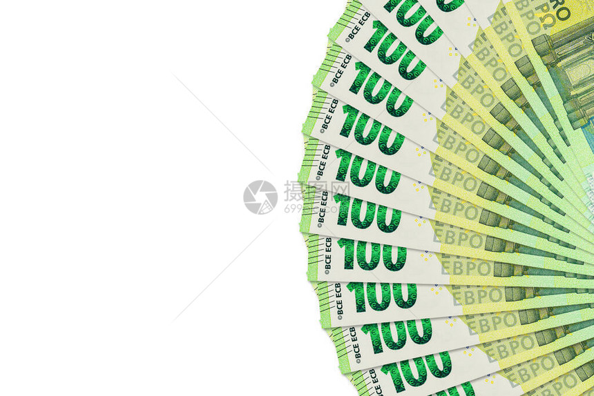 约100欧元钞票第二版表示具有复制空间图片