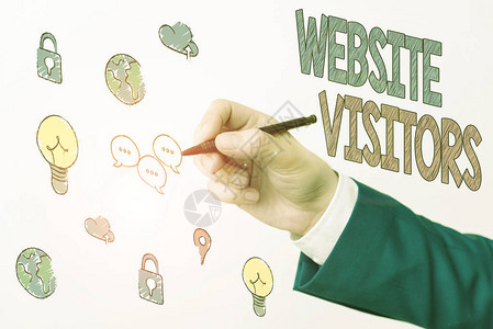 手写文字书写网站访问者访问视图或访问您的网站或页面的图片