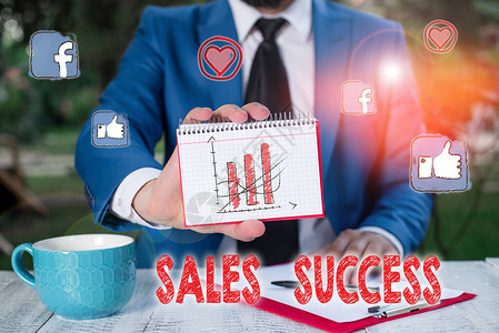 显示销售成功的概念手写概念意味着强制完成更多交易并增加利润图片
