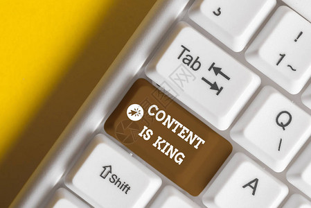 概念手写显示内容为王概念意义认为内容是网站成功的核心白色pc键盘图片