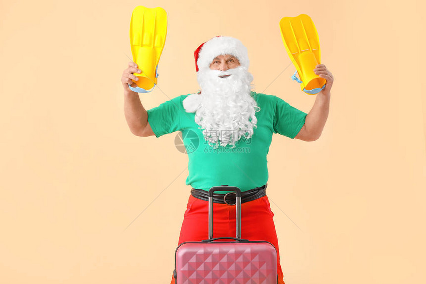 圣诞老人行李和球桨都印图片