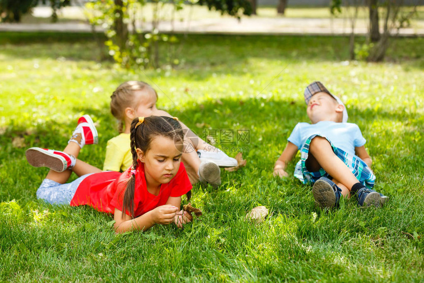 草地上快乐的孩子图片