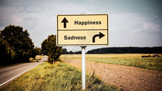 路牌是通往快乐与悲伤的方向背景图片