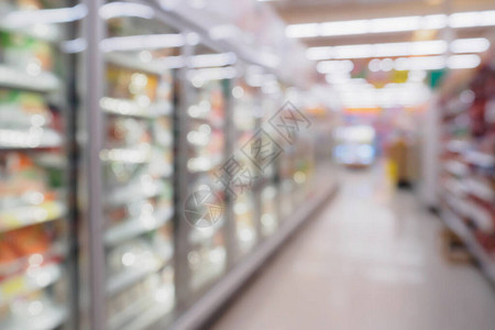 将冷冻食品产储存在杂货店的简易图片